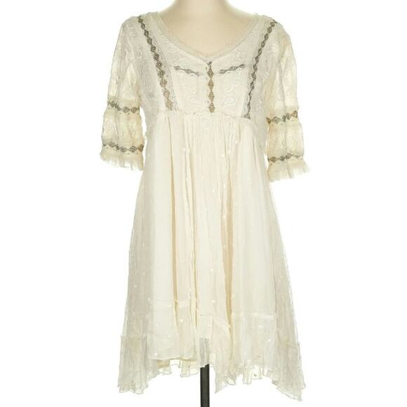 Free People White Dot Mini XS Shift Dress - Picture 1 of 8